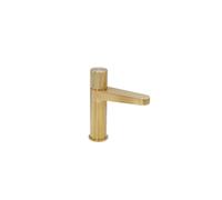 Milano Orta Deck Mounted Push Button Mono Bathroom Basin Mixer Tap - Brushed Brass