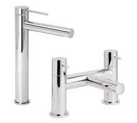 Milano Otto High Rise Mono Bathroom Basin Mixer Tap Bath Filler Tap - Chrome