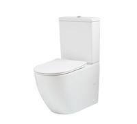 Milano Overton Modern White Ceramic Close Coupled Toilet WC Soft Close Seat Chrome Flush Button
