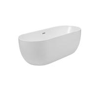 Milano Overton White 1500mm x 750mm Double Ended Freestanding Bath Black Overflow Waste