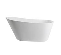 Milano Overton White 1600mm x 750mm Single Ended Freestanding Slipper Bath Copper Overflow Waste