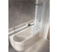 Milano Overton White 1700mm x 725mm Right Hand J Shaped Corner Shower Bath Gold Screen