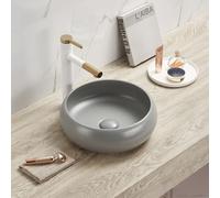 MILANO Pebble Round Countertop Bathroom Basin Sink 360mm | Ceramic Construction. Round Design. Contemporary Style. Countertop Installation. Not Fitted With Tap Holes.