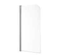 Milano Portland 1400mm x 800mm Chrome Shower Bath Curved Top Glass Screen
