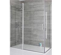 Milano Portland Chrome Corner Double Hinged Door Shower Enclosure White Tray - 1400mm x 800mm