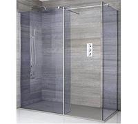 Milano Portland Chrome Corner Smoked Glass Frameless Shower Enclosure Grey Tray - 1700mm x 900mm