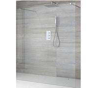 Milano Portland Chrome Floating Glass Shower Enclosure 400mm Tile Insert Drain - 1000mm