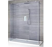 Milano Portland Chrome Floating Smoked Glass Frameless Shower Enclosure White Tray - 1000mm x 700mm