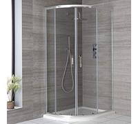 Milano Portland Chrome Left Hand Quadrant Shower Enclosure White Tray - 1000mm x 800mm