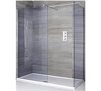 Milano Portland Chrome Smoked Glass Corner Frameless Shower Enclosure Tray - 1400mm x 760mm