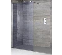 Milano Portland Chrome Smoked Glass Frameless Shower Enclosure Light Grey Tray - 1600mm x 800mm