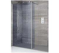 Milano Portland Chrome Smoked Glass Frameless Shower Enclosure Return Grey Tray - 1600mm x 800mm