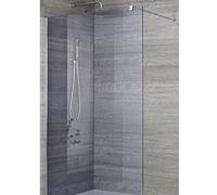 Milano Portland Chrome Smoked Glass Frameless Shower Enclosure Square Tile Drain - 800mm