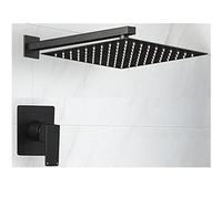 Milano Preto Manual Mixer Valve 300mm Wall Mounted Square Rainfall Shower Head - Black