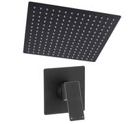 Milano Preto Manual Mixer Valve 400mm Square Ceiling Mounted Recessed Shower Head - Black