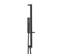 Milano Preto Square Hand Shower Handset Hose Integrated Elbow Riser Rail - Black