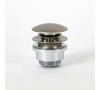 Milano Push Button Universal Slotted Unslotted Bathroom Basin Sink Waste - Brushed Nickel