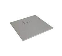 Milano Rasa Light Grey Low Profile Rectangular Textured Slate Effect Shower Tray - 900mm x 800mm