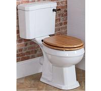 Milano Richmond Comfort Height Close Coupled Toilet WC Oak Effect Seat - Black Handle