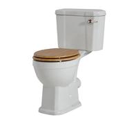 Milano Richmond Comfort Height Close Coupled Toilet WC Oak Effect Seat - Copper Handle