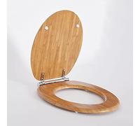 Milano Richmond Traditional 375mm x 435mm Oak Effect Toilet WC Seat Top Fix Chrome Soft Close Hinges
