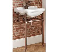 Milano Richmond Traditional White Bathroom Basin Sink 1 Tap Hole Copper Washstand - 500mm x 350mm