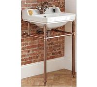 Milano Richmond Traditional White Bathroom Basin Sink 1 Tap Hole Copper Washstand - 560mm x 450mm