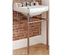 Milano Richmond Traditional White Bathroom Basin Sink 3 Tap Holes Copper Washstand - 560mm x 450mm