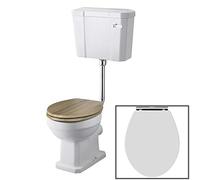 Milano Richmond Traditional White Ceramic Low Level Cistern Toilet WC - White Seat