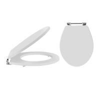 Milano Richmond - Traditional White Wooden Toilet Seat with Chrome Hinges - 350mm x 451mm