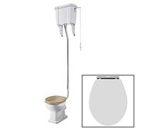 Milano Richmond White Ceramic High Level Cistern Toilet WC - White Seat