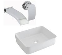 Milano Rivington Countertop Bathroom Basin Sink Wall Mounted Mixer Tap - 480mm x 370mm