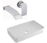 Milano Rivington Countertop Bathroom Basin Sink Wall Mounted Mixer Tap - 600mm x 340mm