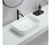 Milano Rivington Marble Effect Rectangular Bathroom Basin Sink - 505mm x 370mm