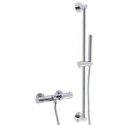 MILANO Round Bar Mixer Valve Bath Spout Riser Rail Hand Shower Chrome