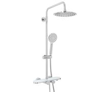 MILANO Round Bar Valve Shower Head Multifunction Handset Bath Spout Chrome | Brass & Stainless Steel Construction. Push Button Design. Thermostatic Operation. Contemporary Style.