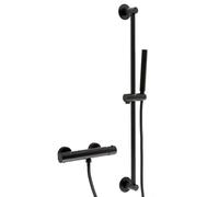 MILANO Round Thermostatic Bar Mixer Valve Riser Rail Hand Shower Black