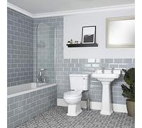 MILANO Single Ended Bath Close Coupled Toilet Full Pedestal Bathroom Basin | Acrylic & Ceramic Construction. Traditional Style. Single Ended Bath. Close Coupled Toilet. Pedestal Basin.