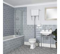 MILANO Single Ended Bath High Level Cistern Toilet Bathroom Basin Washstand | Acrylic & Ceramic Construction. Traditional Style. Single Ended Bath. High Level Cistern Toilet. Washstand Basin.
