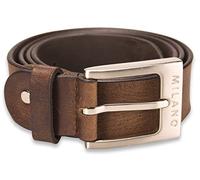 Milano Slim Mens Full Grain Leather Belt - 1" (25mm) - Black and Brown # ML-2900 - Brown, Medium