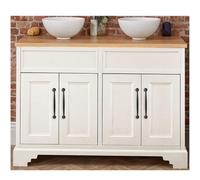 Milano Thornton Antique White 1210mm Bathroom Vanity Unit Round Basin Black Handle
