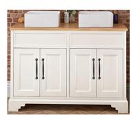 Milano Thornton Antique White 1210mm Bathroom Vanity Unit Square Basin Black Handle