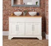 Milano Thornton Antique White 1210mm Traditional Bathroom Vanity Unit Round Basin Chrome Handle