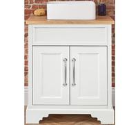 Milano Thornton Antique White 645mm Bathroom Vanity Unit Square Basin Chrome Handles