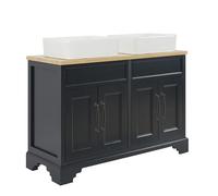 Milano Thornton Black Grey 1210mm Bathroom Vanity Unit Square Basin Black Handle