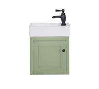 Milano Thornton Pastel Green 400mm Traditional Wall Hung Bathroom Vanity Unit Black Handle