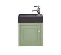 Milano Thornton Pastel Green 400mm Wall Hung Bathroom Vanity Unit Black Basin Chrome Handle