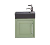 Milano Thornton Pastel Green 400mm Wall Hung Bathroom Vanity Unit Black Basin Chrome Handle