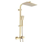Milano Tolima Square Thermostatic Bar Valve Shower Head Multifunction Handset Bath Spout - Brass
