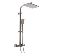 Milano Tolima Square Thermostatic Bar Valve Shower Head Multifunction Handset Bath Spout - Grey